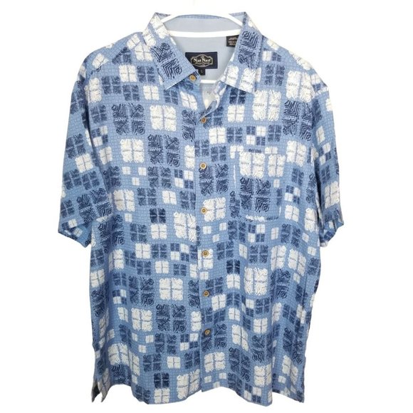 Nat Nast Luxury Originals Mens L Blue Geometric Sh - Picture 1 of 7